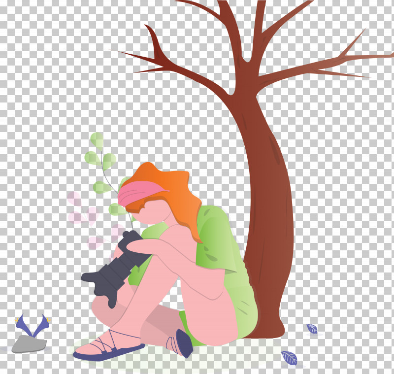 Take Photographs Girl Nature PNG, Clipart, Branch, Cartoon, Girl, Nature, Plant Free PNG Download
