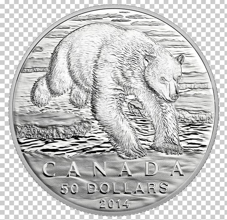 Canada Polar Bear Silver Coin PNG, Clipart, Bear, Black And White, Canada, Canadian Dollar, Carnivoran Free PNG Download