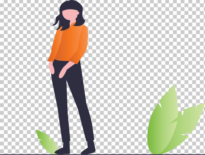 Modern Girl PNG, Clipart, Leaf, Modern Girl, Plant, Standing, Trousers Free PNG Download