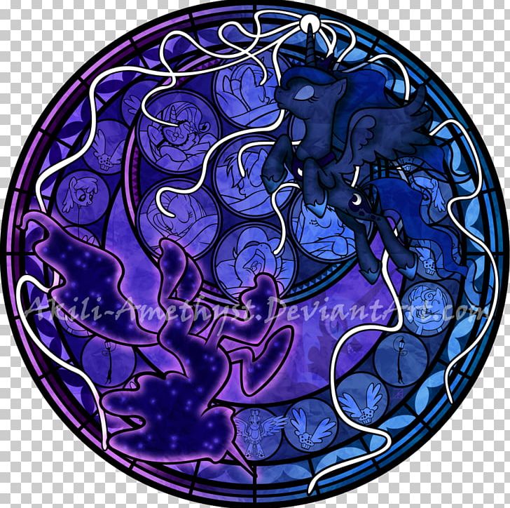 Princess Luna Window Stained Glass Twilight Sparkle PNG, Clipart, Amethyst, Applejack, Circle, Cobalt Blue, Electric Blue Free PNG Download