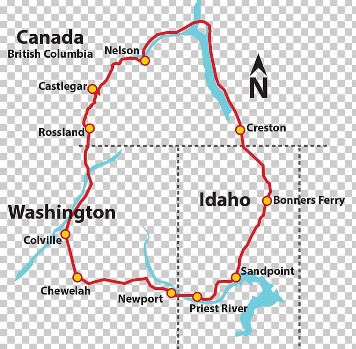 International Selkirk Loop Selkirk Mountains Washington State Route 31 Sandpoint Road PNG, Clipart, Angle, Area, Bicycle, Cycling, Diagram Free PNG Download