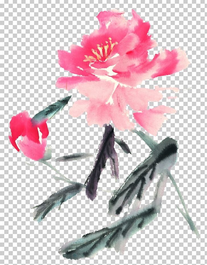 Ink Wash Painting Moutan Peony Chinese Painting Gongbi Bird-and-flower Painting PNG, Clipart, Bir, Blossom, Branch, Cherry Blossom, Chinese Free PNG Download