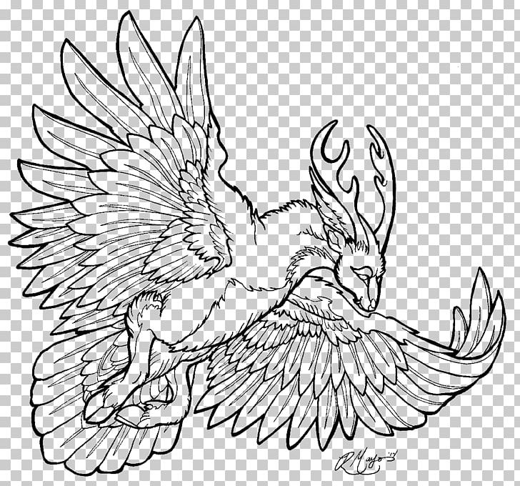 Line Art Drawing Peryton PNG, Clipart, Arm, Art, Artwork, Beak, Bird Free PNG Download