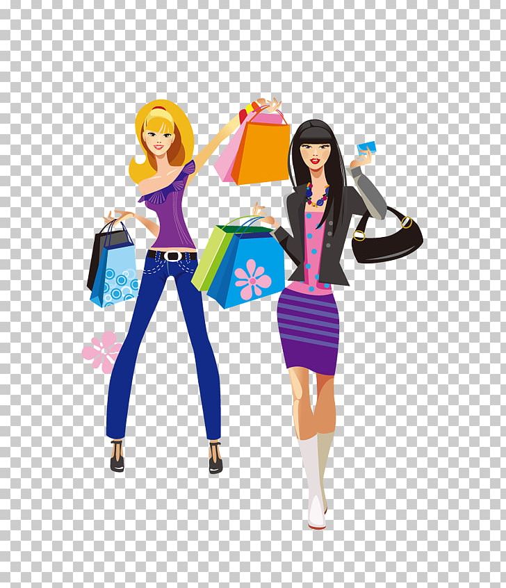 Shopping Fashion Girl Dress PNG, Clipart, Black, Blue, Cartoon, Cartoon Characters, Cartoon Woman Free PNG Download