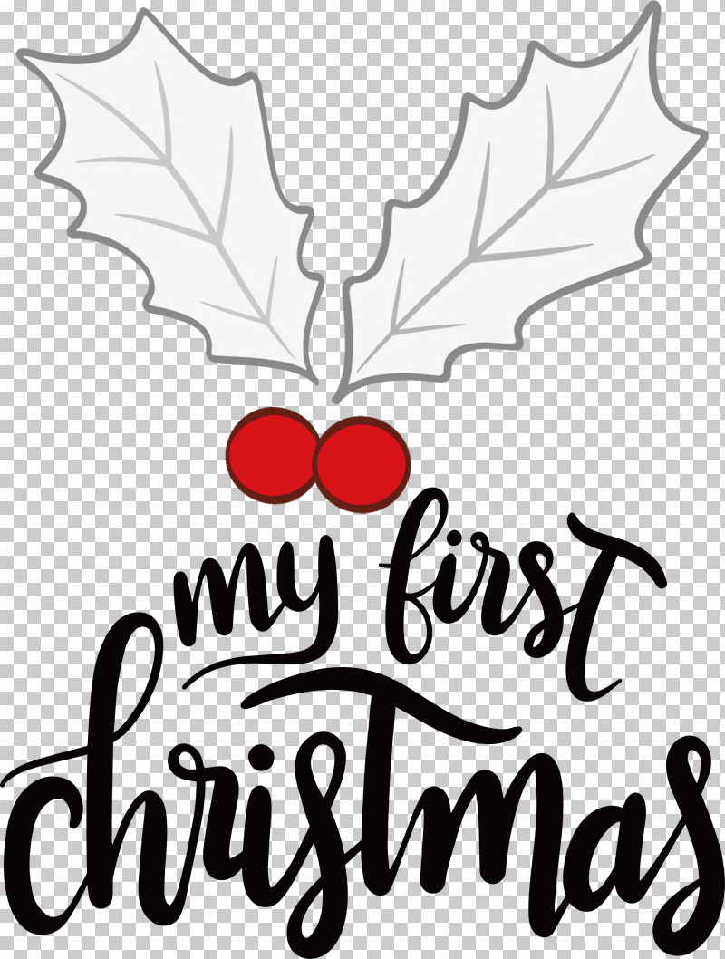 My First Christmas PNG, Clipart, Black And White M, Floral Design, Leaf, Logo, M Free PNG Download