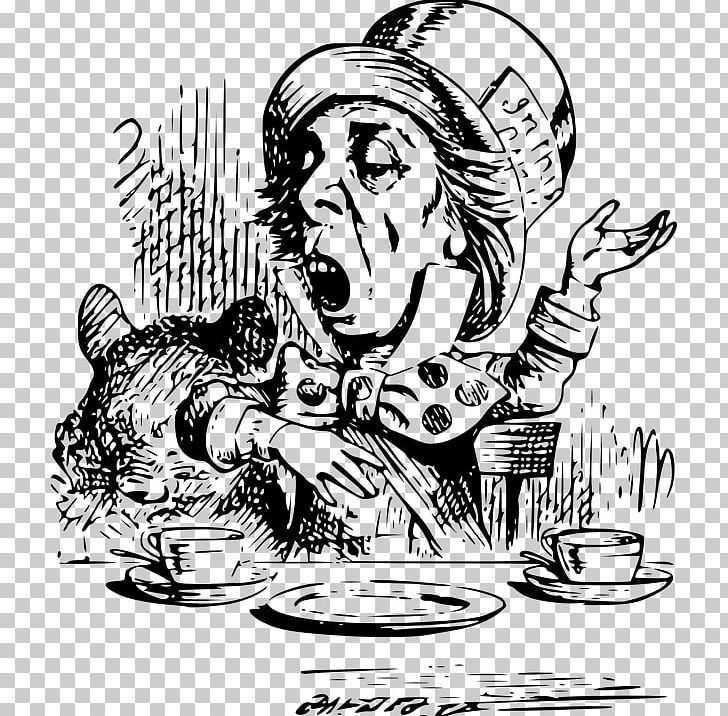 The Mad Hatter Alice's Adventures In Wonderland The Dormouse March Hare Mad As A Hatter PNG, Clipart, Black, Black And White, Cartoon, Comics Artist, Fictional Character Free PNG Download