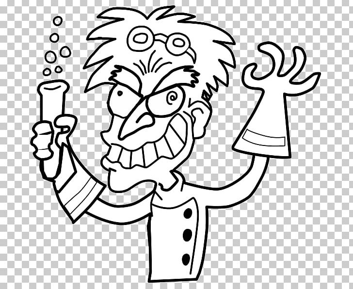Mad Scientist Black And White Science PNG, Clipart, Art, Black, Cartoon, Color, Coloring Book Free PNG Download