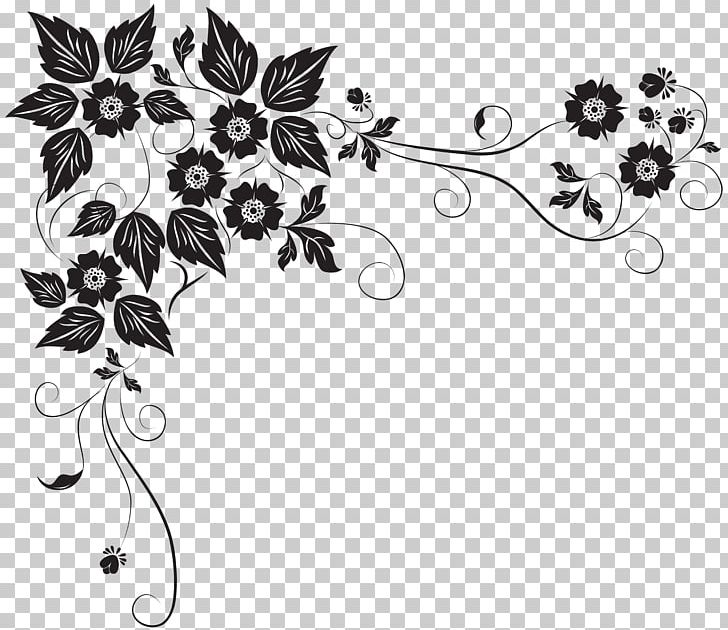 Flower Floral Design PNG, Clipart, Art, Black, Black And White, Branch, Decorative Arts Free PNG Download