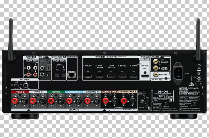 AV Receiver Denon AVR-X1300W Surround Sound Audio PNG, Clipart, 4k Resolution, Audio, Audio Equipment, Dolby Atmos, Electronic Instrument Free PNG Download