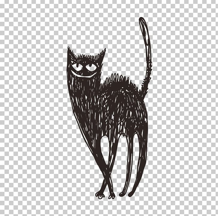 Black Cat Drawing Illustration PNG, Clipart, Adobe Illustrator, Animals, Art, Black, Black And White Free PNG Download