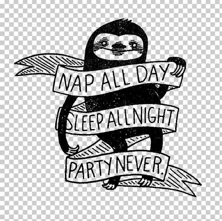 Sloth Sleep Nap Sticker PNG, Clipart, Art, Bird, Black And White, Brand, Decal Free PNG Download
