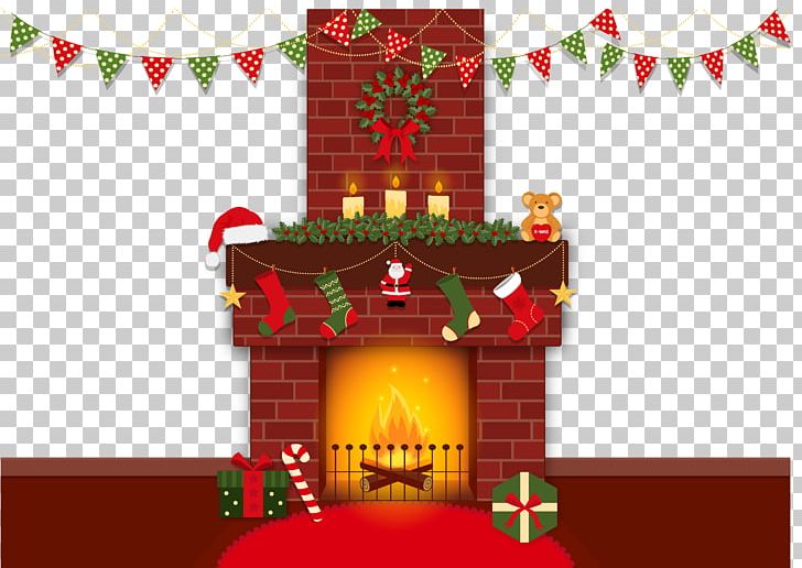 santa fireplace clipart