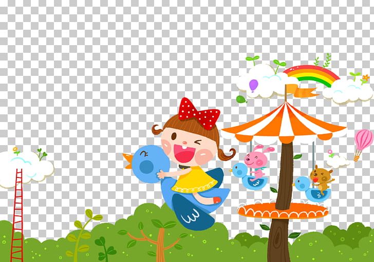 Child Carousel Cartoon Illustration PNG, Clipart, Amusement, Amusement Park, Bird, Face, Fictional Character Free PNG Download