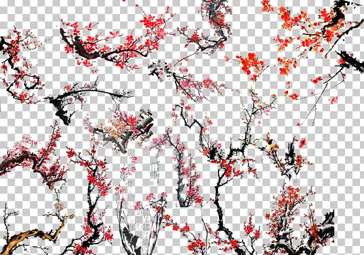 Chinese Painting Ink Wash Painting Plum Blossom Bird-and-flower Painting PNG, Clipart, Bloom, Branch, Chinese Style, Computer Wallpaper, Flower Free PNG Download
