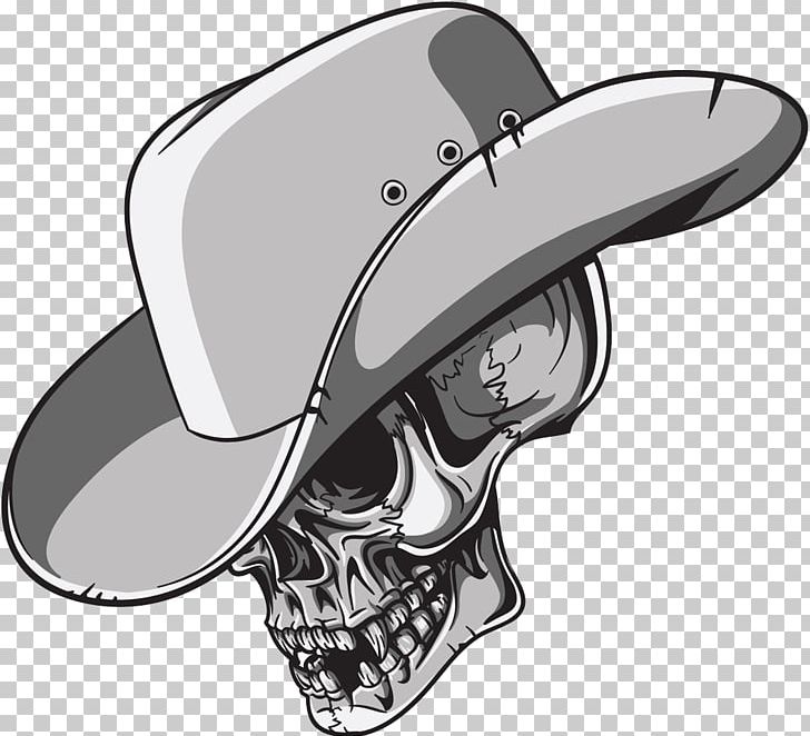 T-shirt Skull Cowboy Hat PNG, Clipart, Black And White, Bone, Cap, Cowboy, Fantasy Free PNG Download