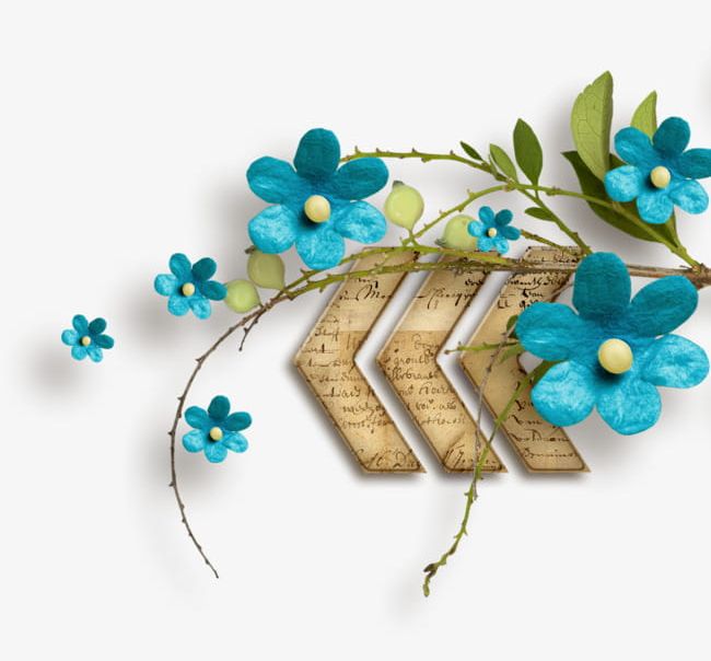 Blue Flowers And Green Twigs Material PNG, Clipart, Arrow, Blue, Blue Bud, Blue Clipart, Blue Flowers Free PNG Download