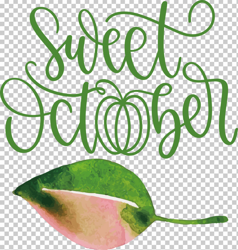 Sweet October October Fall PNG, Clipart, Autumn, Calligraphy, Fall, Fruit, Green Free PNG Download