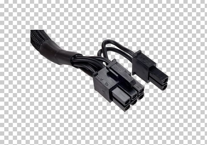 Power Supply Unit PCI Express Corsair Type 4 Sleeved Black PCI-E Cable With Pigtail Connector And... Electrical Cable Power Cable PNG, Clipart, Adapter, Angle, Cable, Computer, Conventional Pci Free PNG Download