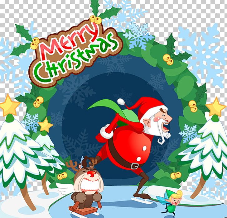 Santa Claus Christmas Tree Illustration PNG, Clipart, Advertisement, Advertisement Design, Atmosphere, Branch, Cartoon Free PNG Download