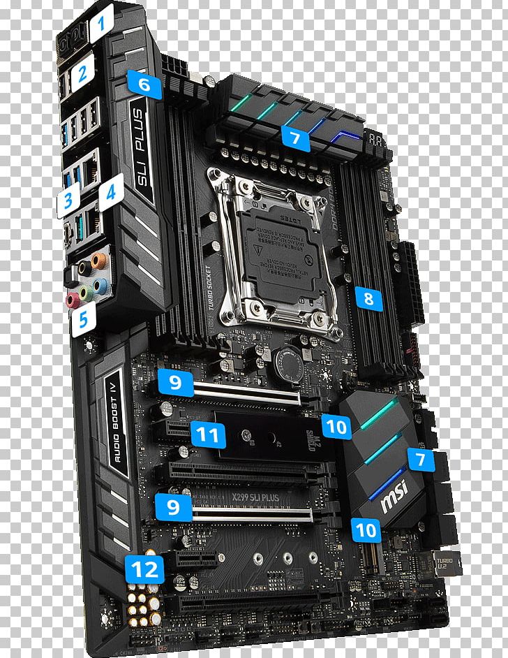 LGA 2066 Intel X299 Motherboard MSI X299 SLI PLUS PNG, Clipart, Comp, Computer, Computer Accessory, Computer Case, Computer Hardware Free PNG Download