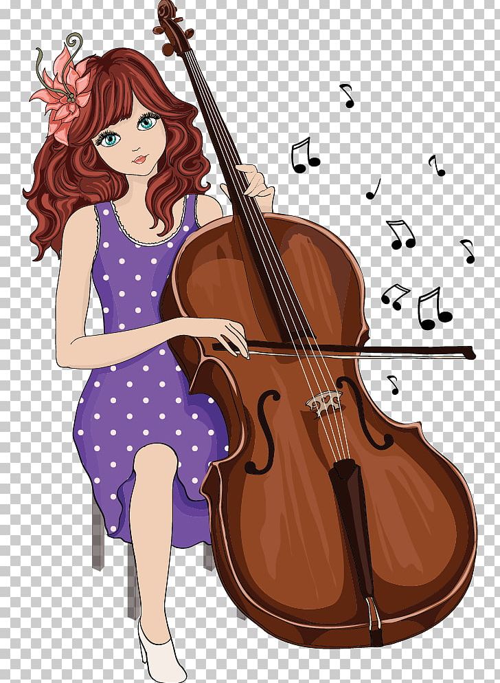 Cartoon Cello Girl Illustration PNG, Clipart, Bowed, Cellist, Double Bass, Fashion Girl, Guitar Free PNG Download