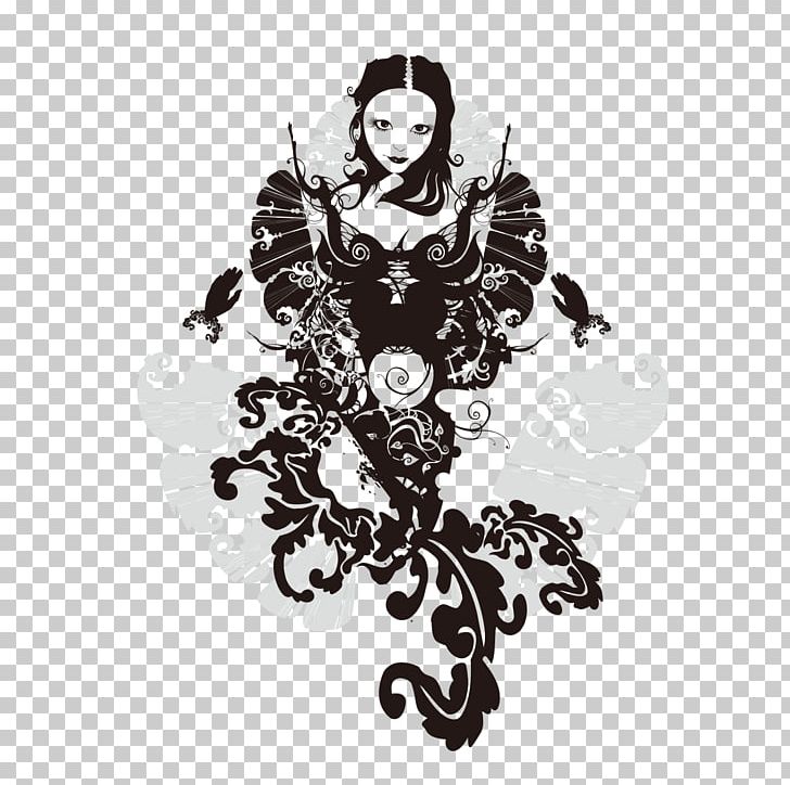 Black And White Euclidean Illustration PNG, Clipart, Black, Black And White, Business Woman, Decorative, Fictional Character Free PNG Download