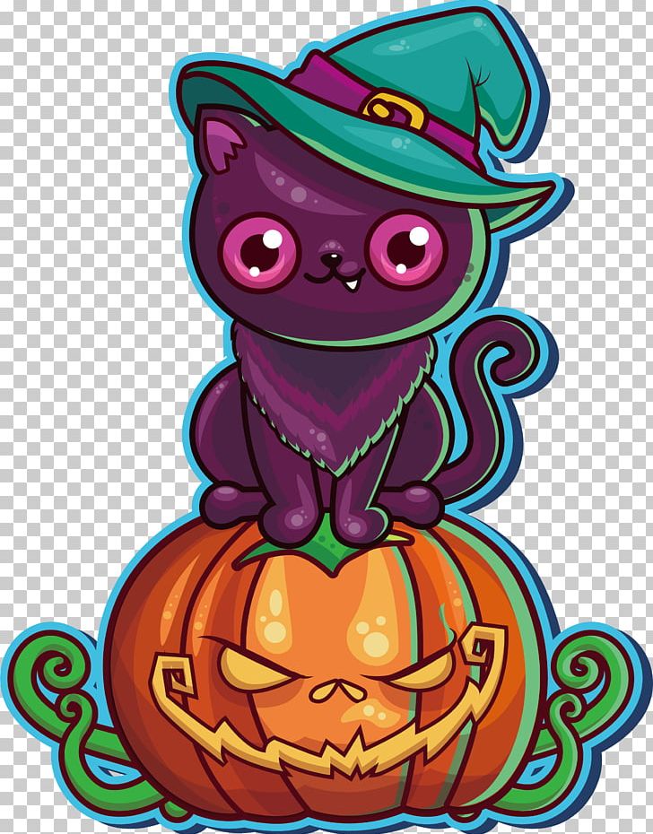 Black Cat Halloween Party Pumpkin PNG, Clipart, Atmosphere, Background Black, Black, Black White, Cartoon Free PNG Download