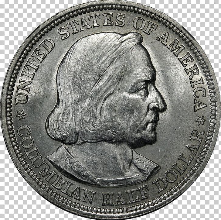 World's Columbian Exposition Columbian Half Dollar Coin United States Dollar PNG, Clipart, Black And White, Christopher Columbus, Coin, Commemorative Coin, Currency Free PNG Download