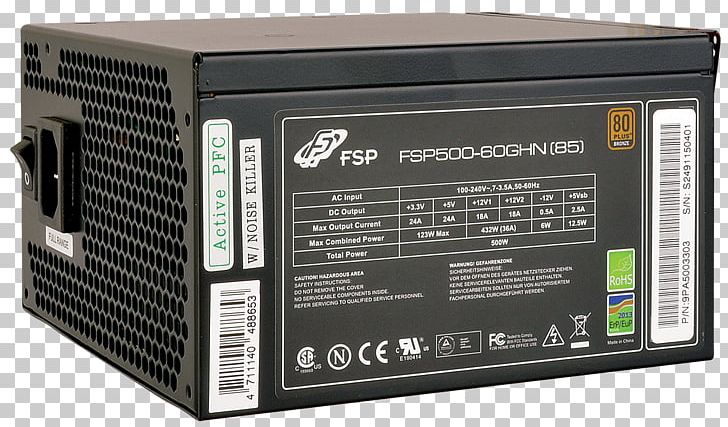 Power Converters Power Supply Unit FSP 500-60GHN(85) Power Supply PNG, Clipart, 80 Plus, Computer, Computer Hardware, Cooler Master, Electronic Device Free PNG Download