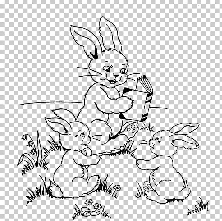 Domestic Rabbit Easter Bunny Hare Mother Rabbit PNG, Clipart, Animals, Art, Artwork, Black, Black And White Free PNG Download