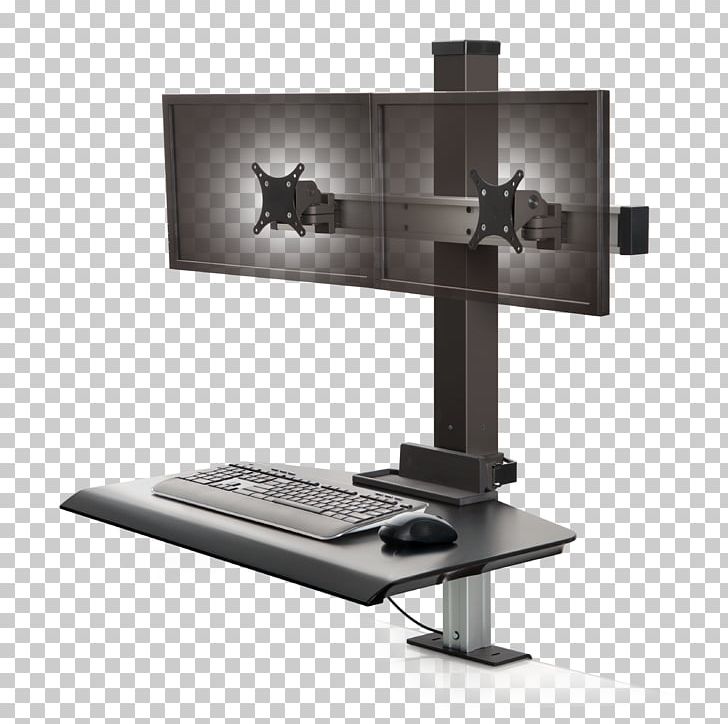 Sit-stand Desk Standing Desk Computer Monitors Multi-monitor PNG, Clipart, Angle, Cable Management, Computer, Computer Desk, Computer Monitor Free PNG Download