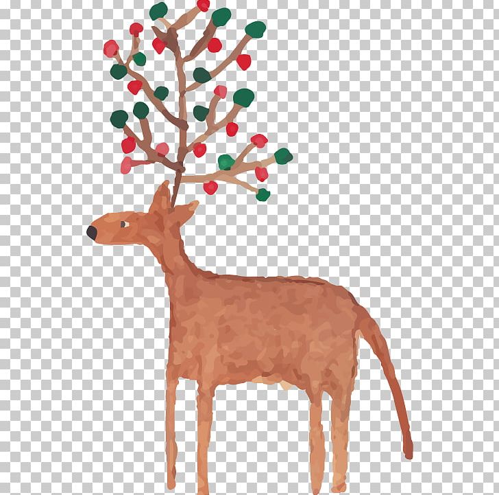 Reindeer Christmas Watercolor Painting PNG, Clipart, Animal, Animals, Antler, Branch, Christmas Free PNG Download