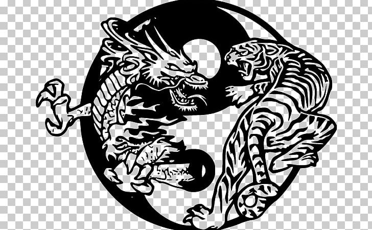 Tiger Yin And Yang Chinese Dragon Tattoo PNG, Clipart, Art, Azure Dragon, Black And White, Chinese Dragon, Crouching Tiger Hidden Dragon Free PNG Download