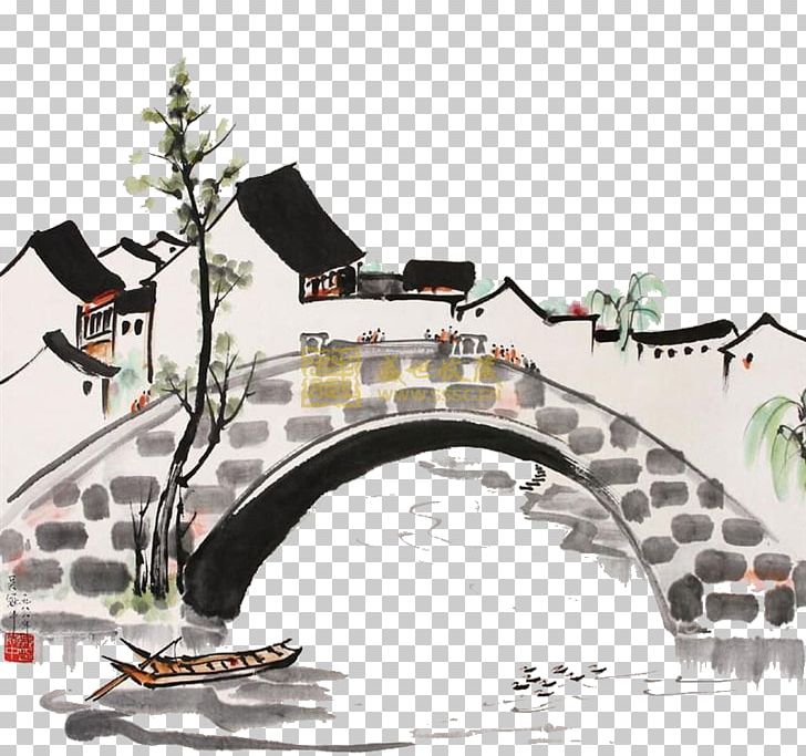 Ink Wash Painting Paper Bridge PNG, Clipart, Ancient, Angle, Arch Bridge, Art, Artist Free PNG Download