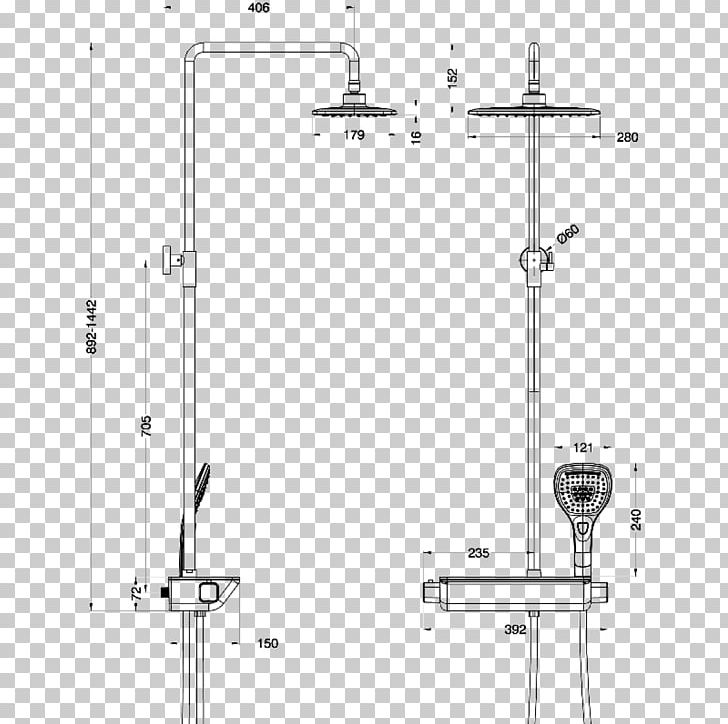 Drawing Plumbing Fixtures Thermostatic Mixing Valve Shower PNG, Clipart, Angle, Area, Black And White, Chrome, Diagram Free PNG Download