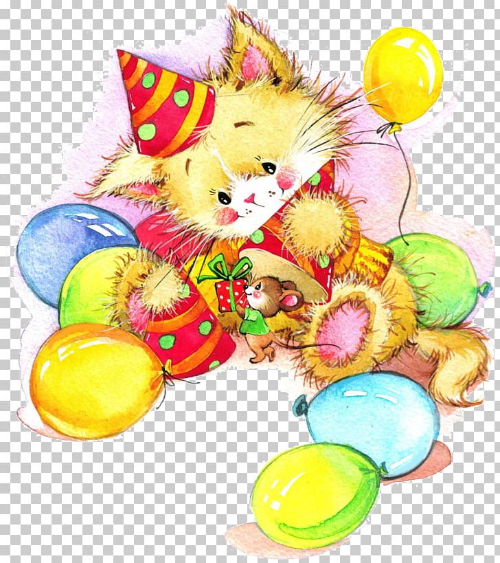 Birthday Gift Greeting Card Illustration PNG, Clipart, Art, Balloon, Birthday, Cat, Child Free PNG Download