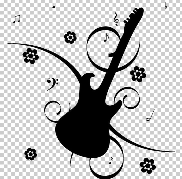 Musical Note Guitar PNG, Clipart, Artwork, Black, Black And White, Branch, Cartoon Free PNG Download