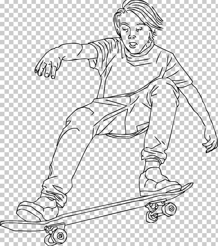 Skateboarding Drawing Ollie Ice Skating PNG, Clipart, Angle, Arm, Art, Black And White, Clothing Free PNG Download
