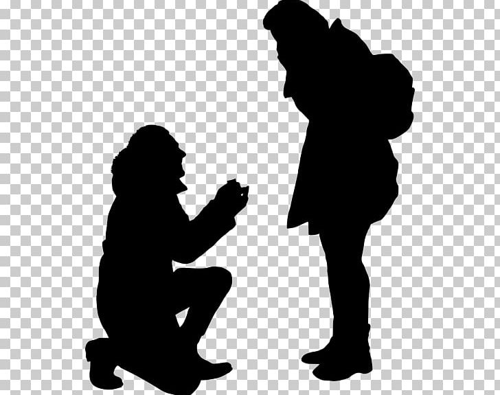 Silhouette Marriage Proposal PNG, Clipart, Black And White, Couple, Hand, Human Behavior, Information Free PNG Download