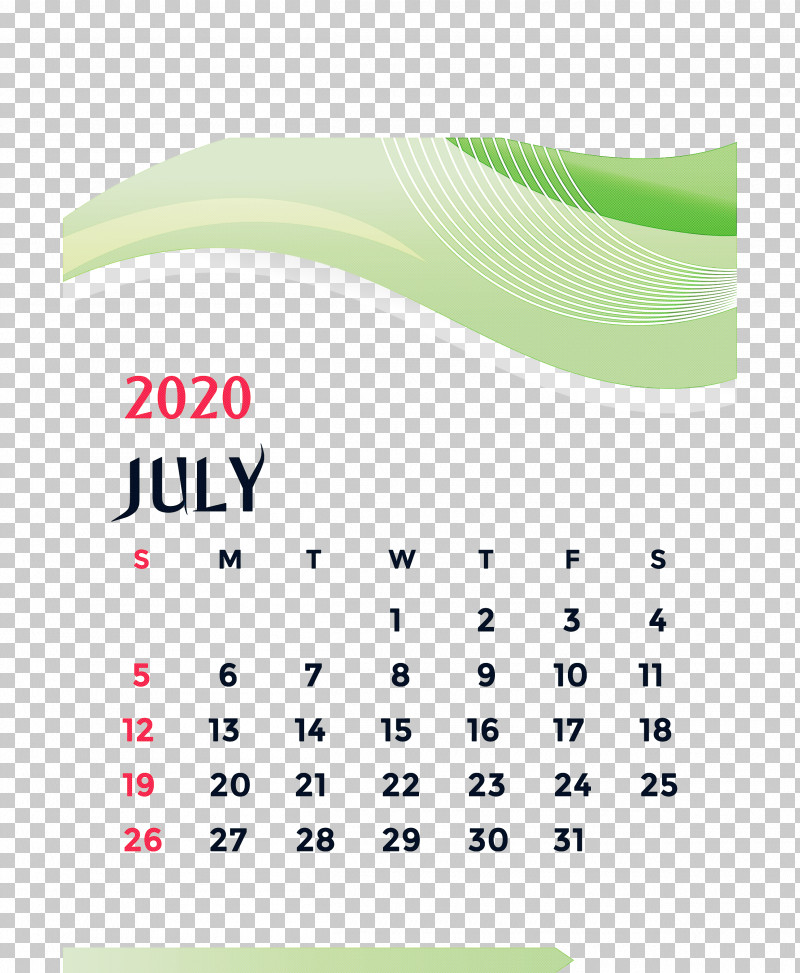 July 2020 Printable Calendar July 2020 Calendar 2020 Calendar PNG, Clipart, 2020 Calendar, Calendar System, Green, July 2020 Calendar, July 2020 Printable Calendar Free PNG Download