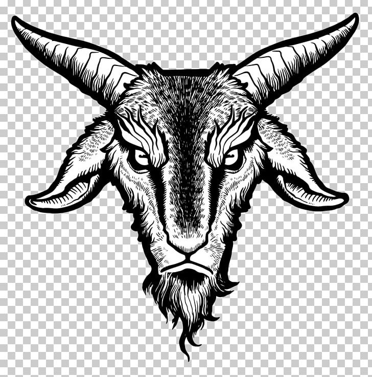 Drawing Goat Baphomet Demon PNG, Clipart, Animals, Art, Black And White, Carnivoran, Cattle Like Mammal Free PNG Download