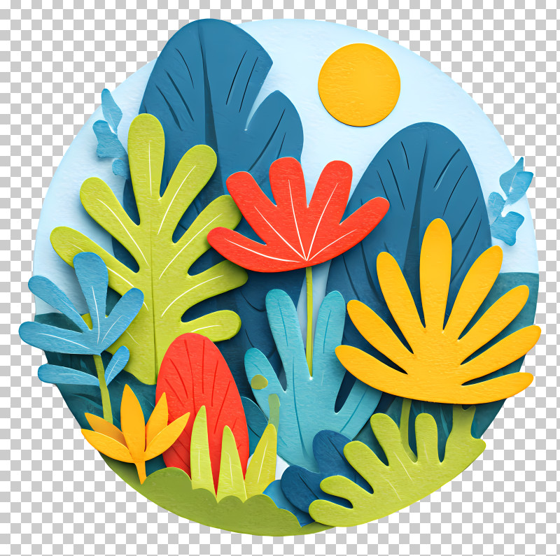 Rain Forest Scene - Colorful Plants In A Sunny Garden PNG