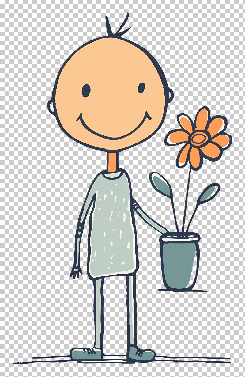 Stick Figure With Flower - Stick Figure Holding A Flower PNG