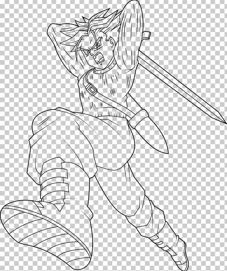 Trunks Goku Line Art Gohan Bulma PNG, Clipart, Angle, Arm, Artwork, Black, Black And White Free PNG Download