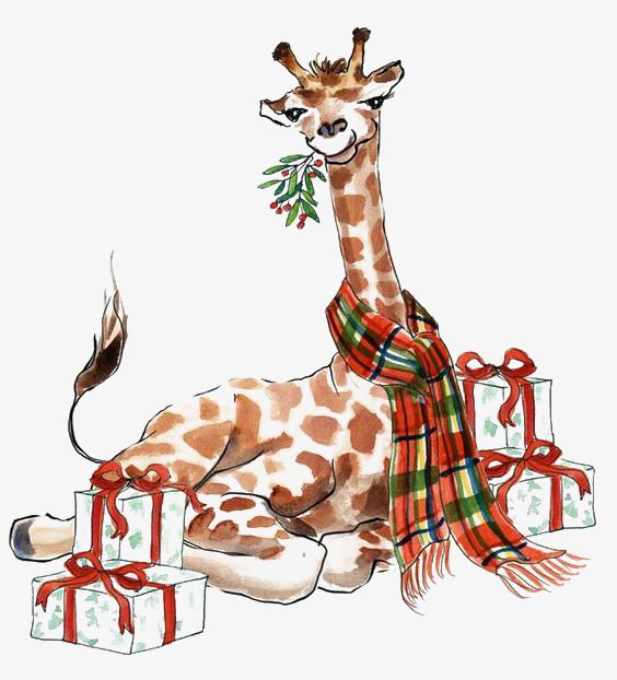 Christmas Giraffe PNG, Clipart, Animal, Animal Anthropomorphic, Anthropomorphic, Christmas, Christmas Clipart Free PNG Download