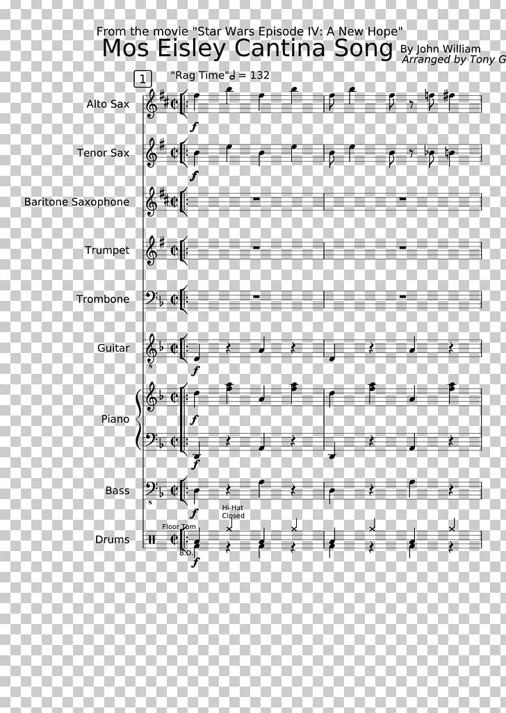 Mos Eisley Cantina Figrin D'an And The Modal Nodes Sheet Music Baritone Saxophone PNG, Clipart,  Free PNG Download