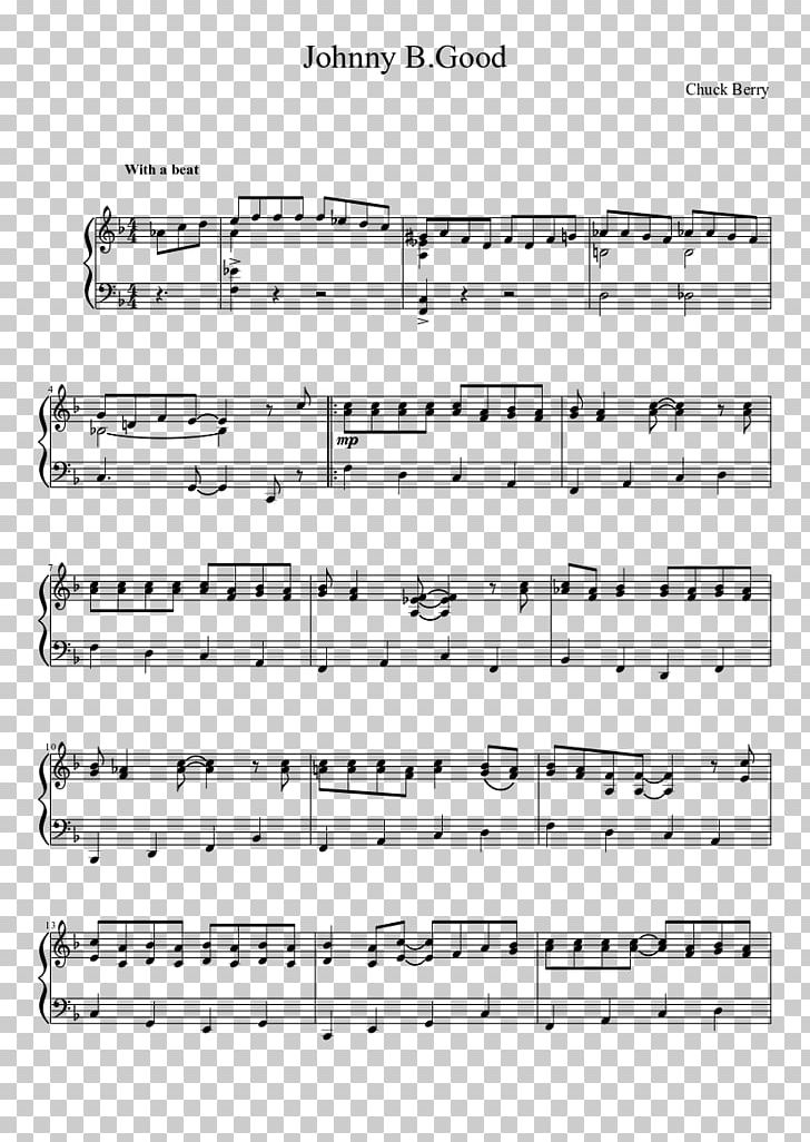 Sheet Music Johnny B. Goode Piano Staff PNG, Clipart, Angle, Area, Black And White, Chuck Berry, Diagram Free PNG Download