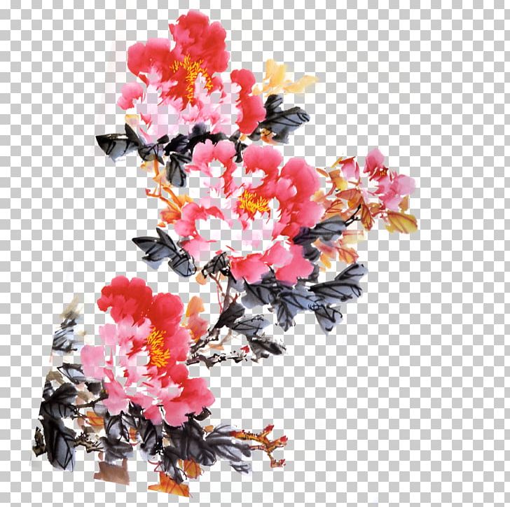 Floral Design Moutan Peony PNG, Clipart, Artificial Flower, Black, Blossom, Branch, Chinese Painting Free PNG Download