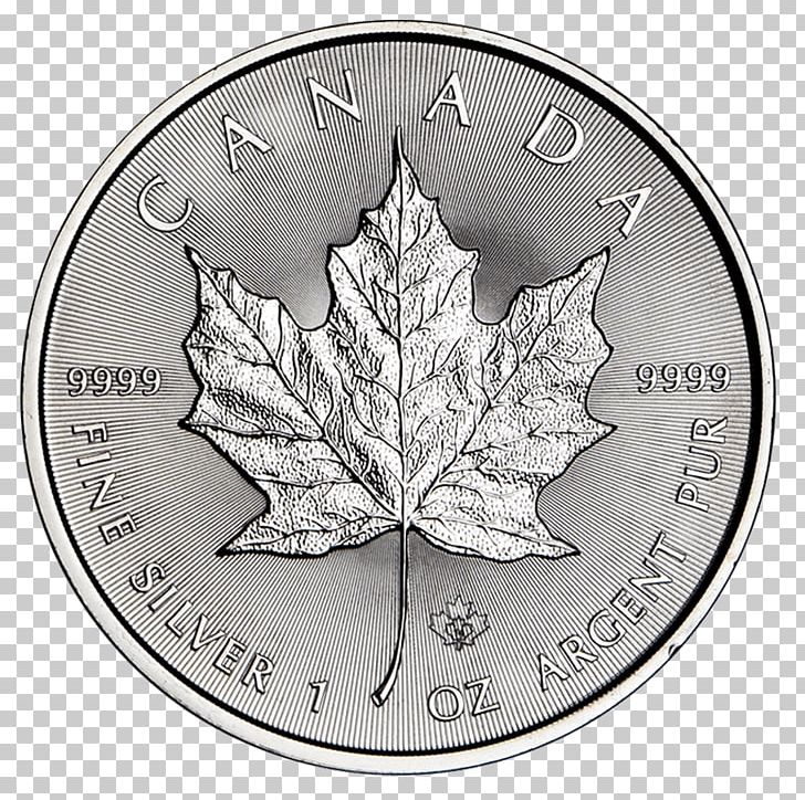 Coin Silver Leaf PNG, Clipart, Black And White, Canadian Maple Leaf, Coin, Currency, Leaf Free PNG Download
