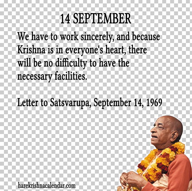 International Society For Krishna Consciousness Quotation 14 September Month PNG, Clipart, 14 September, Area, Calendar, C Bhaktivedanta Swami Prabhupada, Citation Free PNG Download